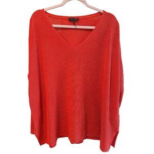 Eileen Fisher  Ribbed Sweater V Neck Orange XL No  Material Tag